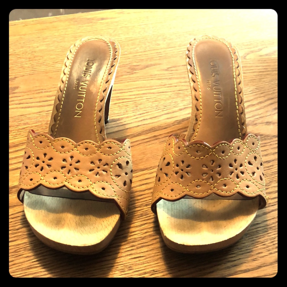 Louis Vuitton Cut-out clogs wood heels
